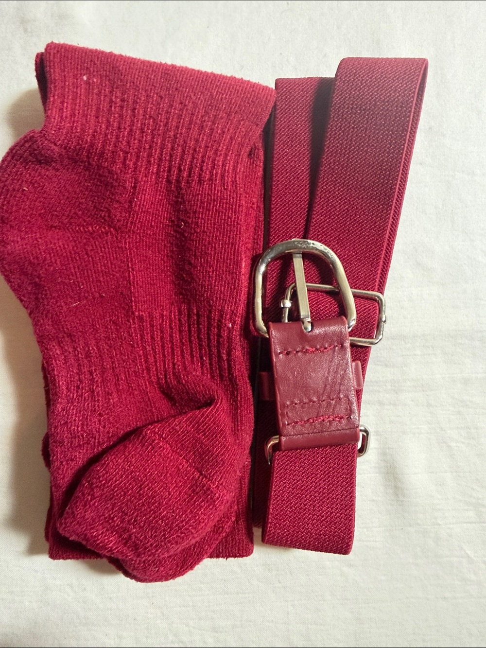 Boys Solid Burgundy Socks and Belt Set